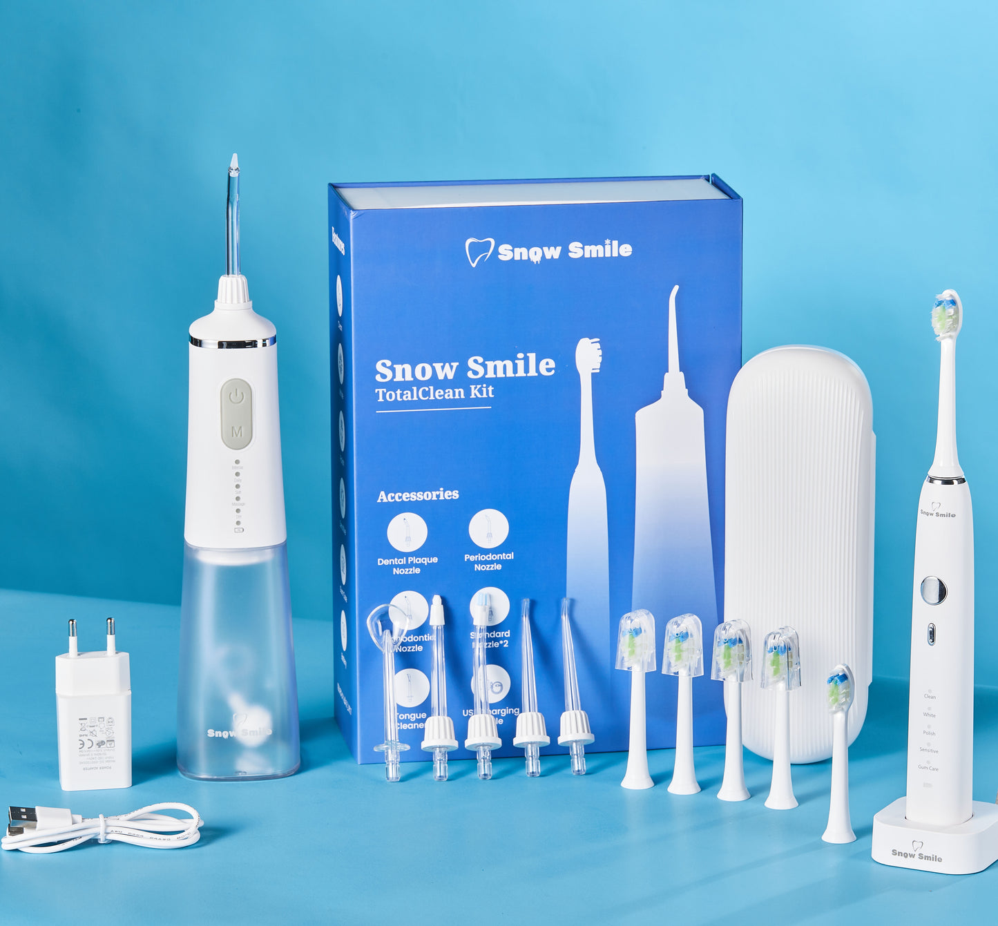 Snow Smile® Sonic elektrische tandenborstel en waterflosser in combinatie